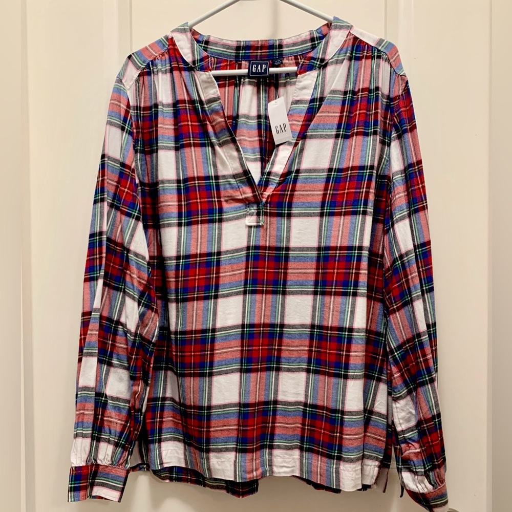 GAP Plaid Tartan Blouse XL NWT